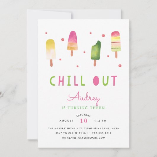 Invitation Refroidissement | Popsicle Anniversaire Fête Invit (Devant)