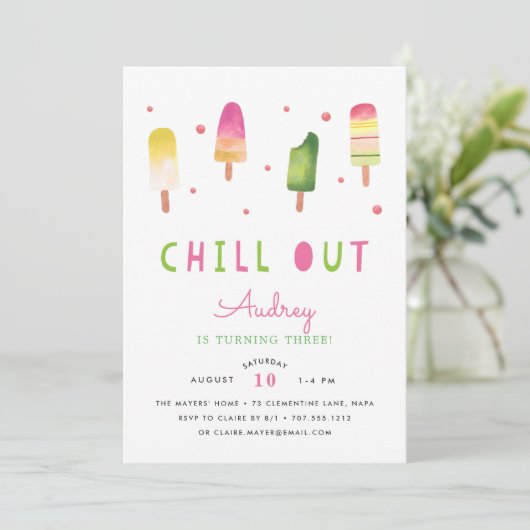 Invitation Refroidissement | Popsicle Anniversaire Fête Invit (Debout devant)