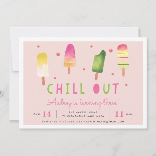 Invitation Refroidissement | Popsicle Anniversaire Fête Invit (Devant)