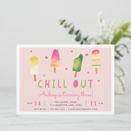 Invitation Refroidissement | Popsicle Anniversaire Fête Invit (Debout devant)