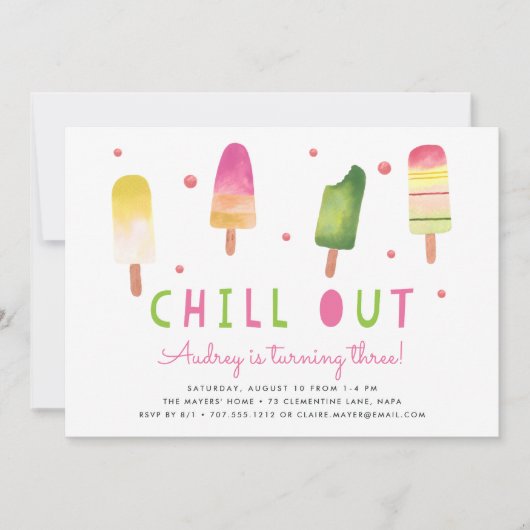 Invitation Refroidissement | Popsicle Anniversaire Fête Invit (Devant)