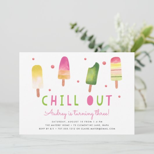 Invitation Refroidissement | Popsicle Anniversaire Fête Invit (Debout devant)