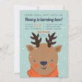 Invitation Refroidissement | Winter Reindeer Anniversaire Par (Devant)