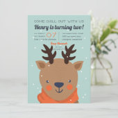 Invitation Refroidissement | Winter Reindeer Anniversaire Par (Debout devant)