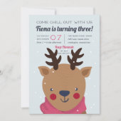 Invitation Refroidissement | Winter Reindeer Anniversaire Par (Devant)