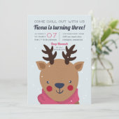 Invitation Refroidissement | Winter Reindeer Anniversaire Par (Debout devant)