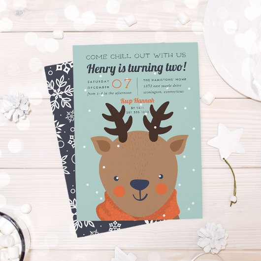 Invitation Refroidissement | Winter Reindeer Anniversaire Par