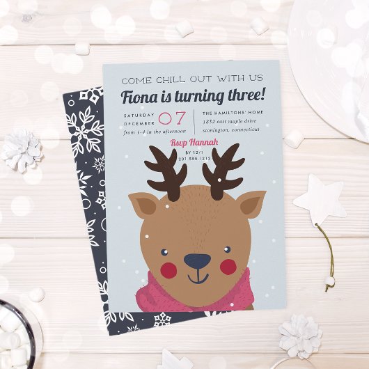 Invitation Refroidissement | Winter Reindeer Anniversaire Par