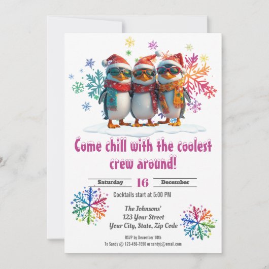 Invitation Refroidissez avec l'équipage le plus froid à Noël (Devant)