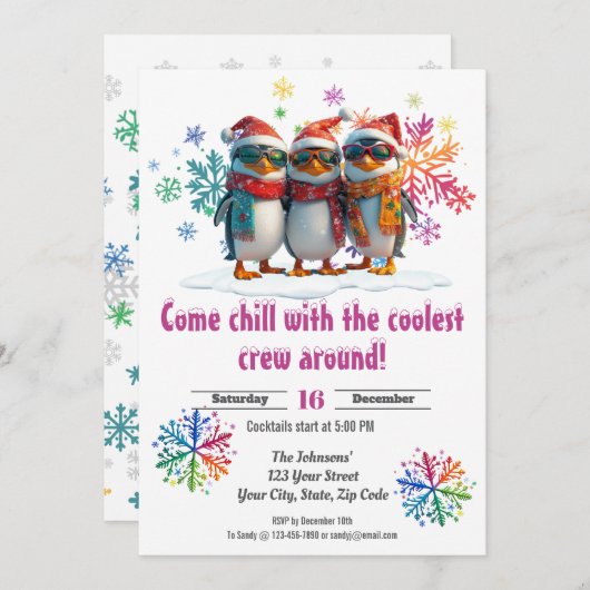 Invitation Refroidissez avec l'équipage le plus froid à Noël (Devant / Derrière)