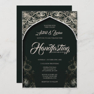 Invitation Regal Argent Flourish Hunter Green Handfasting