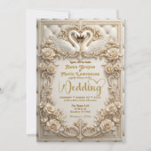 Invitation Regal Baroque Gold Filigree Crest Formal Wedding (Devant)