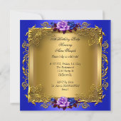 Invitation Regal Blue Lilac Rose Gold Elegant Anniversaire A (Dos)