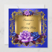 Invitation Regal Blue Lilac Rose Gold Elegant Anniversaire A (Devant)