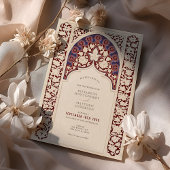 Invitation Regal Burgundy & Navy Mariage dentelle