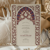 Invitation Regal Burgundy & Navy Mariage dentelle