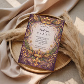 Invitation Regal Crown Fleur-de-Lis Mardi Gras