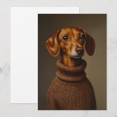Invitation Regal Dachshund dans un col roulé (Devant / Derrière)