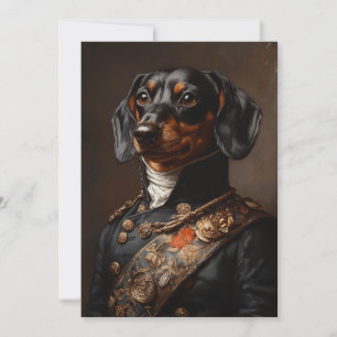 Invitation Regal Dachshund en uniforme militaire napoléonien