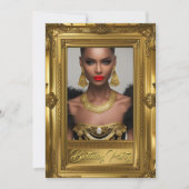 Invitation Regal Elegant Photo Anniversaire Party Gold Frame (Devant)