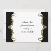 Invitation régal fleurir noir et or damask merci (Dos)