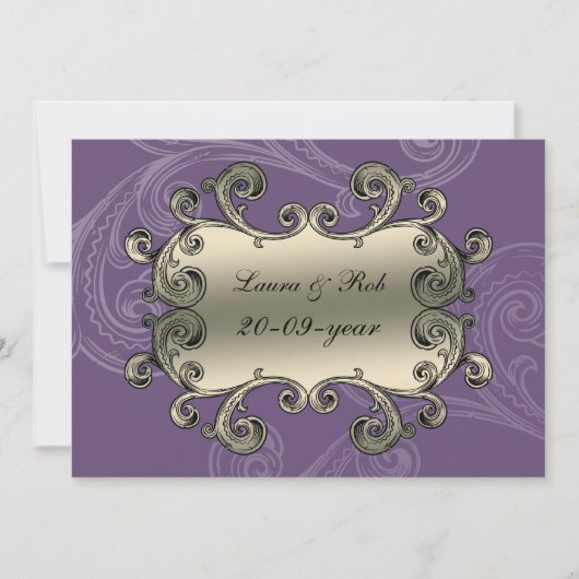 Invitation regal fleurit violet merci (Devant)