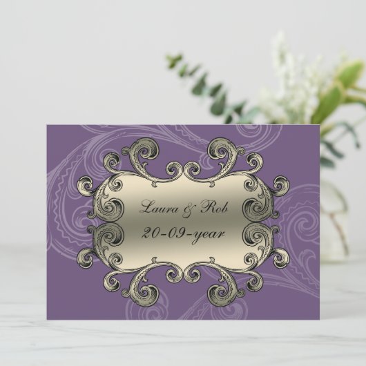 Invitation regal fleurit violet merci (Debout devant)