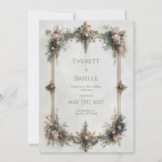 Invitation Regal Gold Filigree Gemstone Wedding