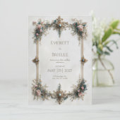 Invitation Regal Gold Filigree Gemstone Wedding (Debout devant)