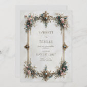 Invitation Regal Gold Filigree Gemstone Wedding (Devant / Derrière)