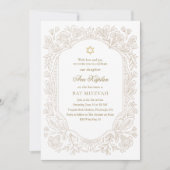 Invitation Regal Gold Floral Bat Mitzvah  (Devant)