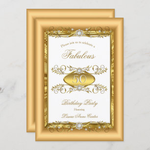 Invitation Regal Gold White Diamond fête d'anniversaire