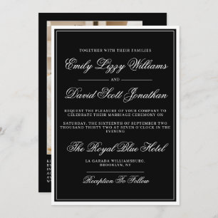 Invitation Regal noir et blanc classique Photo QR traditionne