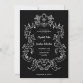 Invitation Regal noir | Vintage Baroque Frame Mariage (Devant)