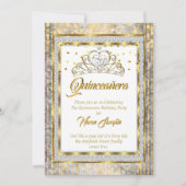 Invitation Regal Princess Quinceanera Gold White Silver (Devant)