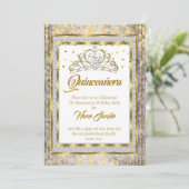 Invitation Regal Princess Quinceanera Gold White Silver (Debout devant)