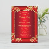 Invitation Regal Red Gold Bamboo photo Anniversaire (Debout devant)