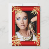 Invitation Regal Red Gold Bamboo photo Anniversaire (Dos)