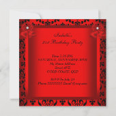 Invitation Regal Red Heart Damask 21e fête d'anniversaire (Dos)