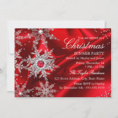 Invitation Regal Red Pearl Snowflake Christmas Dinner Party (Devant)