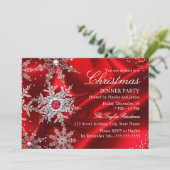 Invitation Regal Red Pearl Snowflake Christmas Dinner Party (Debout devant)