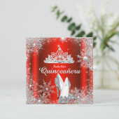 Invitation Regal Red Quinceanera Silver Tiara 15e anniversair (Debout devant)