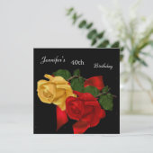 Invitation Regal Rouge jaune Rose 40e anniversaire fête Noir (Debout devant)