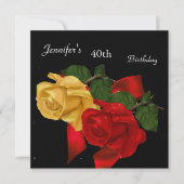 Invitation Regal Rouge jaune Rose 40e anniversaire fête Noir (Devant)