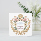 Invitation Regal Royal Crest Floral Wedding Elegant Romantic (Debout devant)