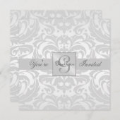 Invitation Regal Silver Damask Scroll Toute Occasi (Devant / Derrière)