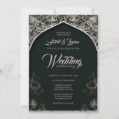 Invitation Regal Silver Flourdissant Chasseur Vert Mariage (Devant)