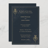 Invitation Regal Thistle & Tartan Mariage écossais (Devant / Derrière)