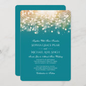 Invitation Regal Turquoise et Gold Bokeh (Devant / Derrière)