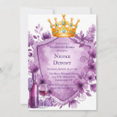 Invitation Regal Violet Floral Crest Bachelorette Party (Devant)